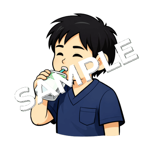 ゼリーを飲む男性鍼灸師のイラスト