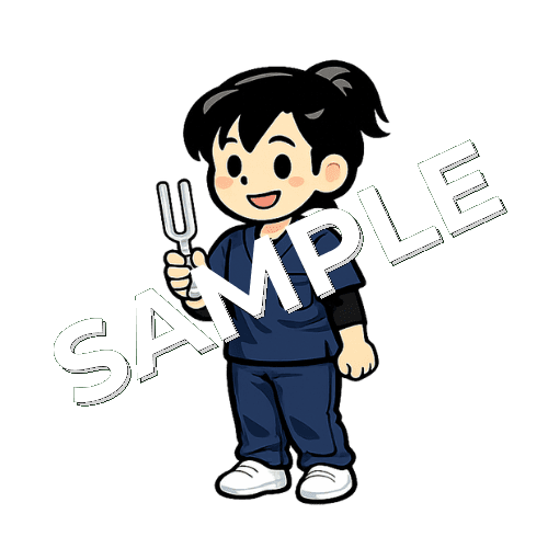 音叉と女性理学療法士のイラスト