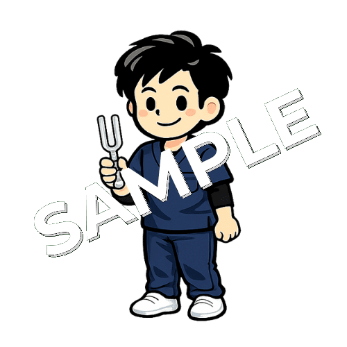 音叉と男性理学療法士のイラスト