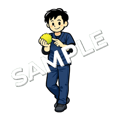 トレーニングボールと男性理学療法士のイラスト