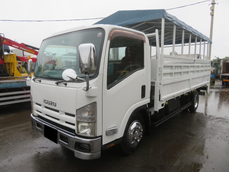 H25年エルフワイド超ロング高床 家畜運搬車PG付　幌新品3.5t積み|中古トラックの販売・買取・査定のアイナビ