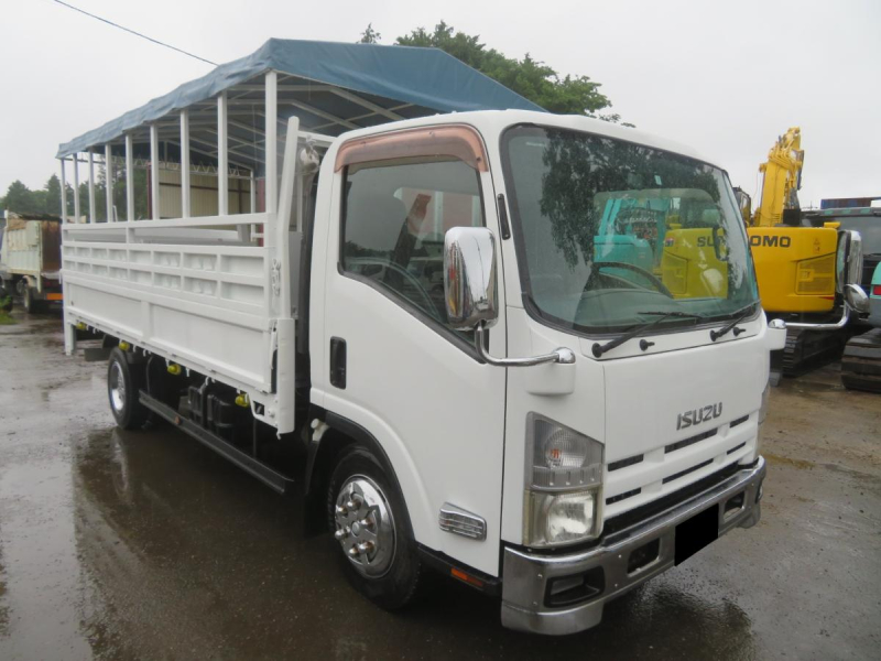 H25年エルフワイド超ロング高床 家畜運搬車PG付　幌新品3.5t積み|中古トラックの販売・買取・査定のアイナビ