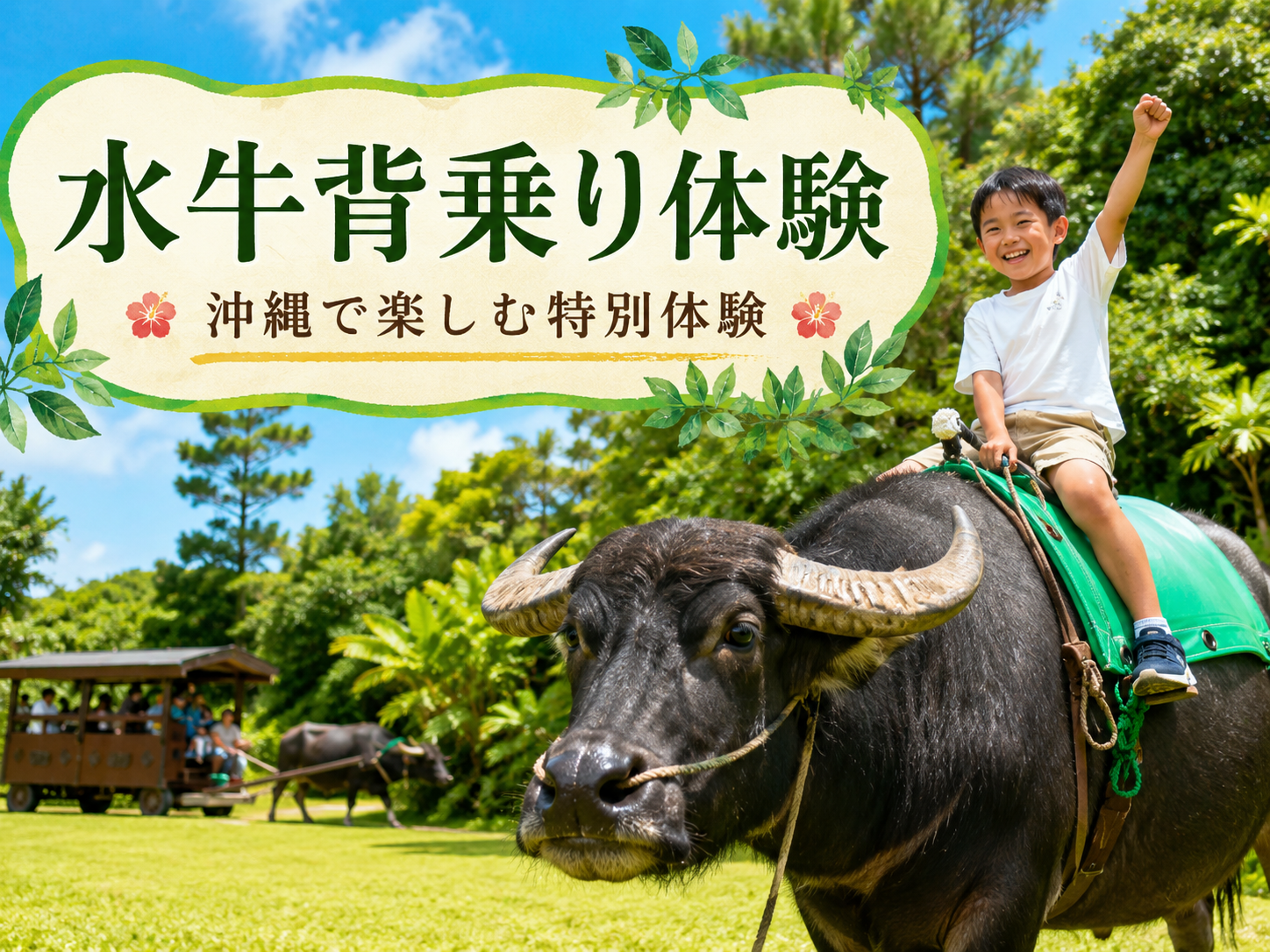 水牛背乗り体験｜沖縄で楽しむ期間限定の特別体験｜ビオスの丘