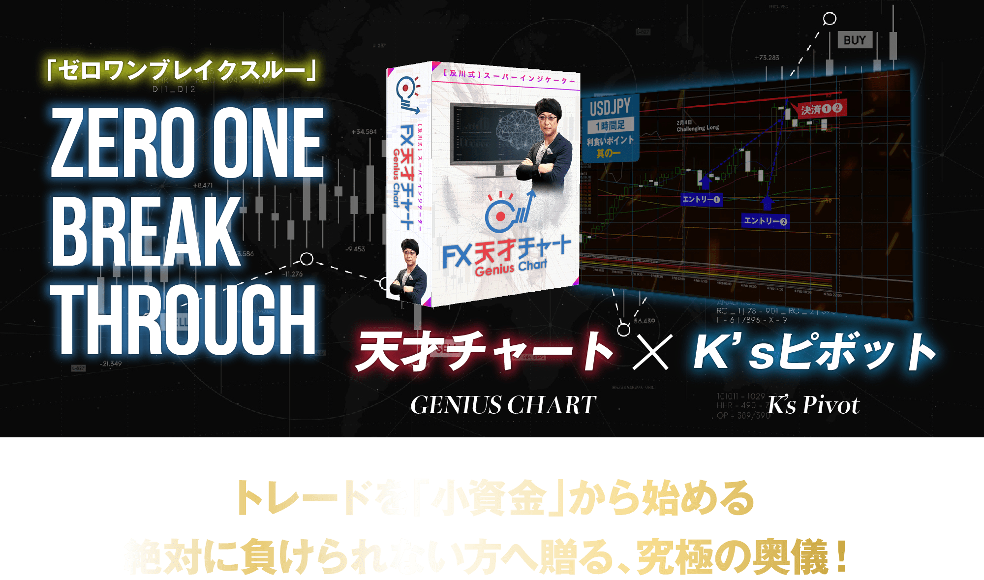 「ゼロワンブレイクスルー」ZERO ONE 
			BRAKETHROUGH 天才チャート✕K’sピボットトレードを「小資金」から始める絶対に負けられない方へ贈る、究極の奥儀！