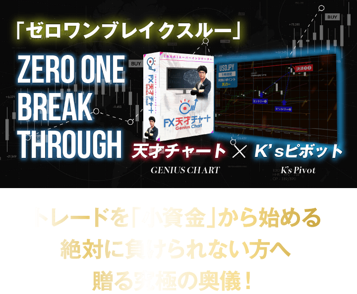 「ゼロワンブレイクスルー」ZERO ONE 
			BRAKETHROUGH 天才チャート✕K’sピボットトレードを「小資金」から始める絶対に負けられない方へ贈る、究極の奥儀！