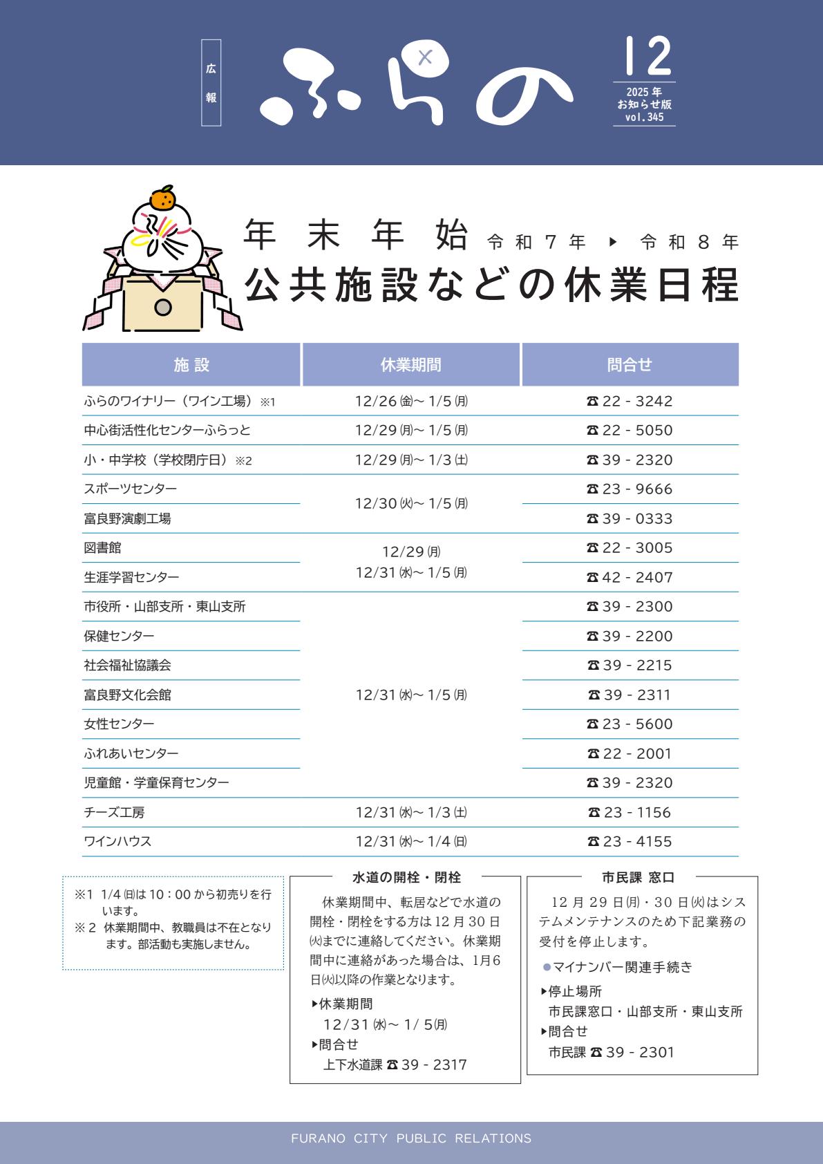 令和７年１２月号お知らせ版