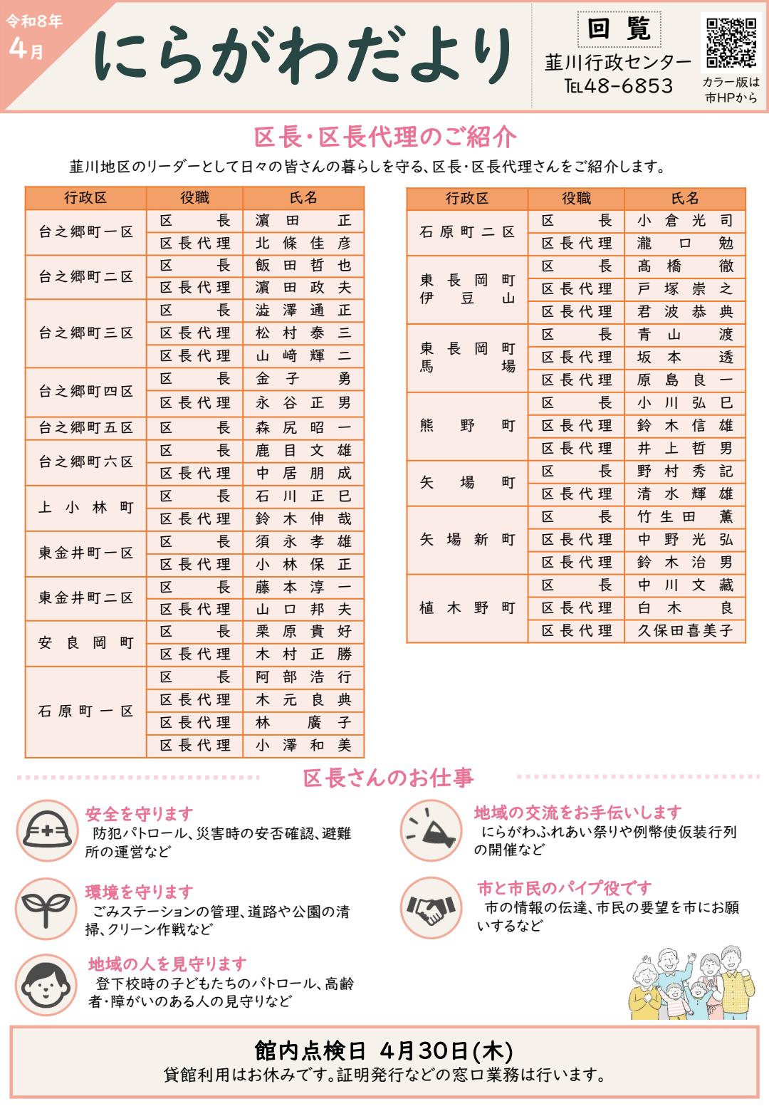 令和8年にらがわだより4月号