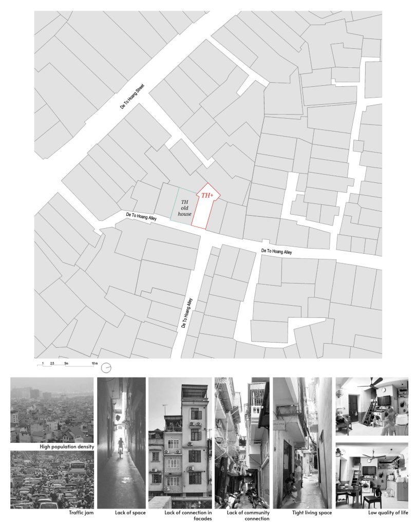 Site plan drawing with photographs of the surrounding alleys