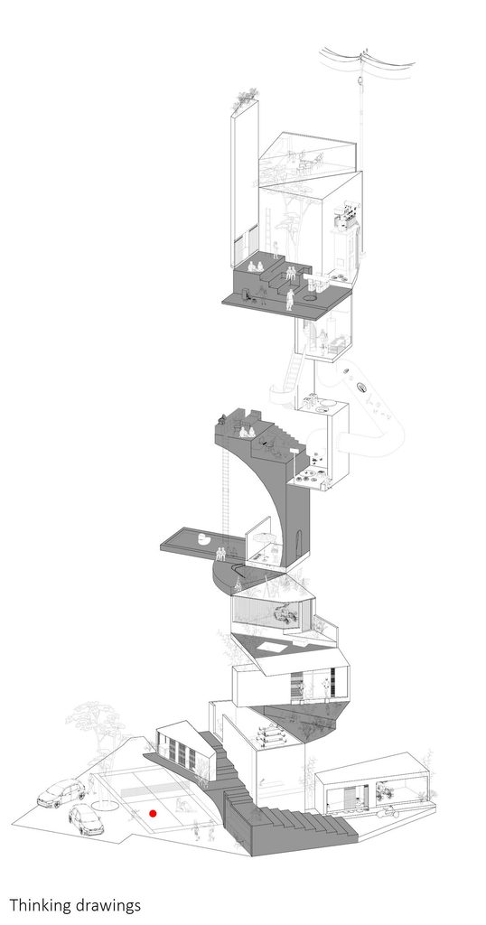 Concept drawing showing activities across the floors
