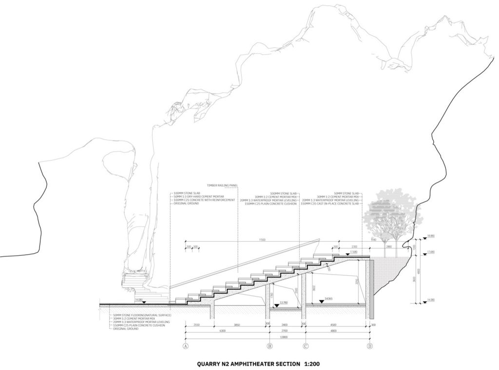 Quarry No. 2 amphitheater section drawing