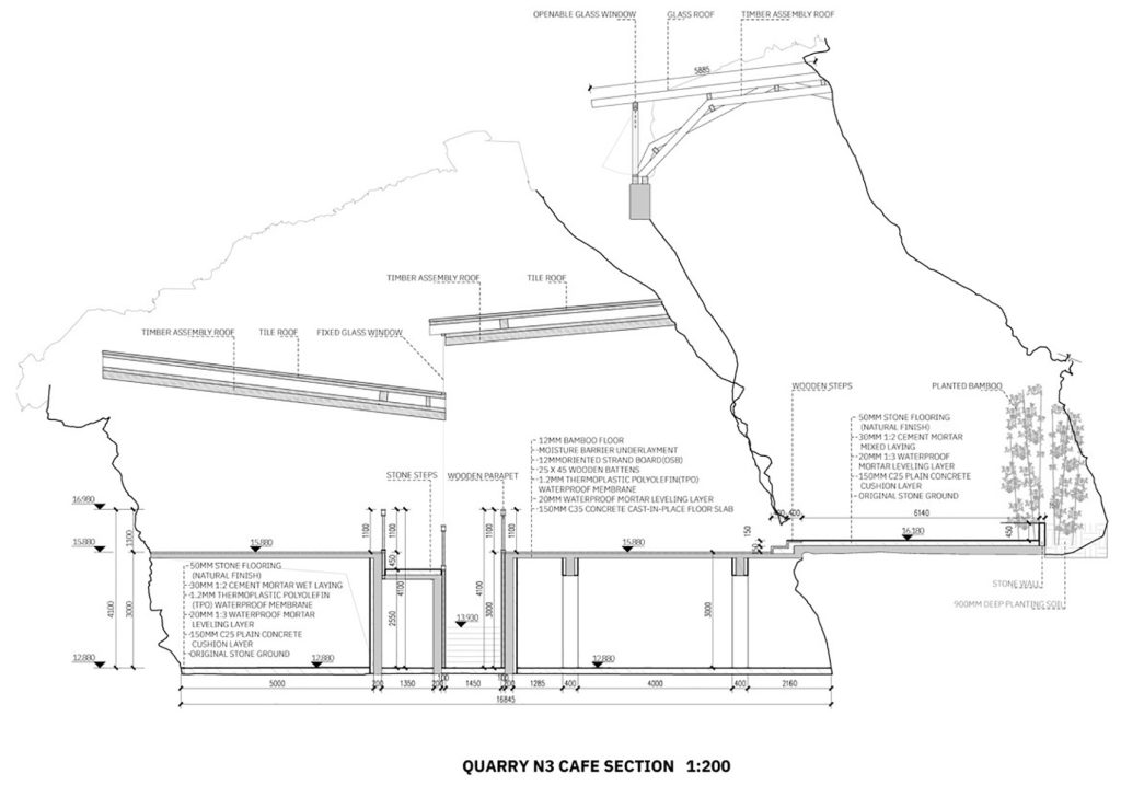 Quarry No. 3 cafe section drawing 1