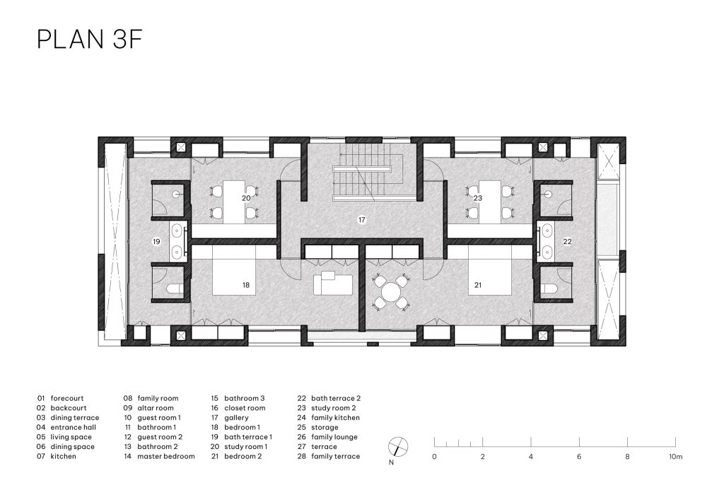 100 Windows by Inrestudio, Hanoi, third floor plan drawing
