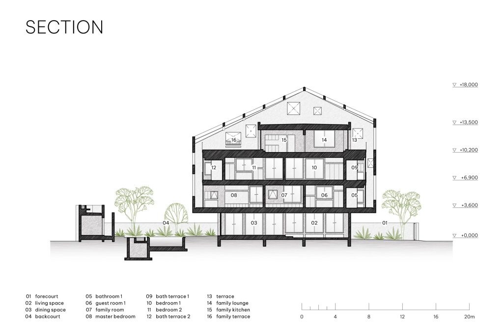 100 Windows by Inrestudio, Hanoi, section drawing