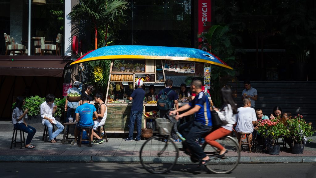 Good Morning Saigon cart with an inverted boat canopy