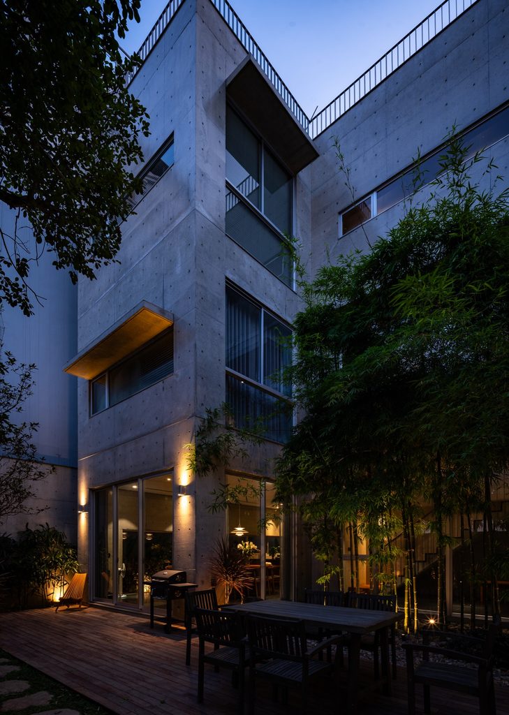 Courtyard and façade at dusk
