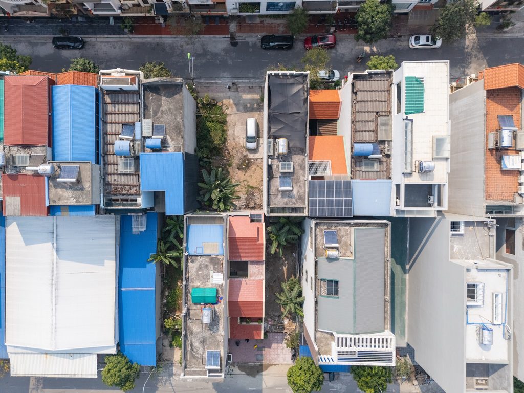 Aerial view of Samson House within its urban block