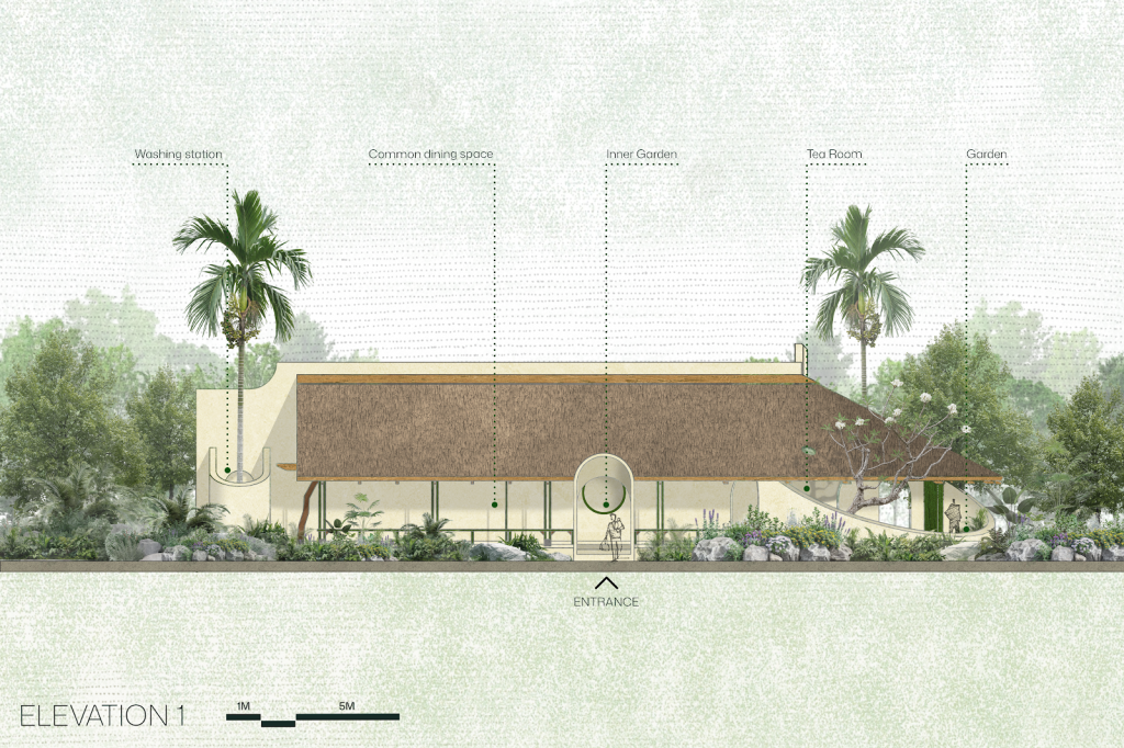 Design drawing for Dong Trieu Retreat by NAQI & Partners: ELEVATION 1