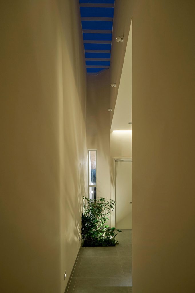 Tall narrow gap lit from the roof