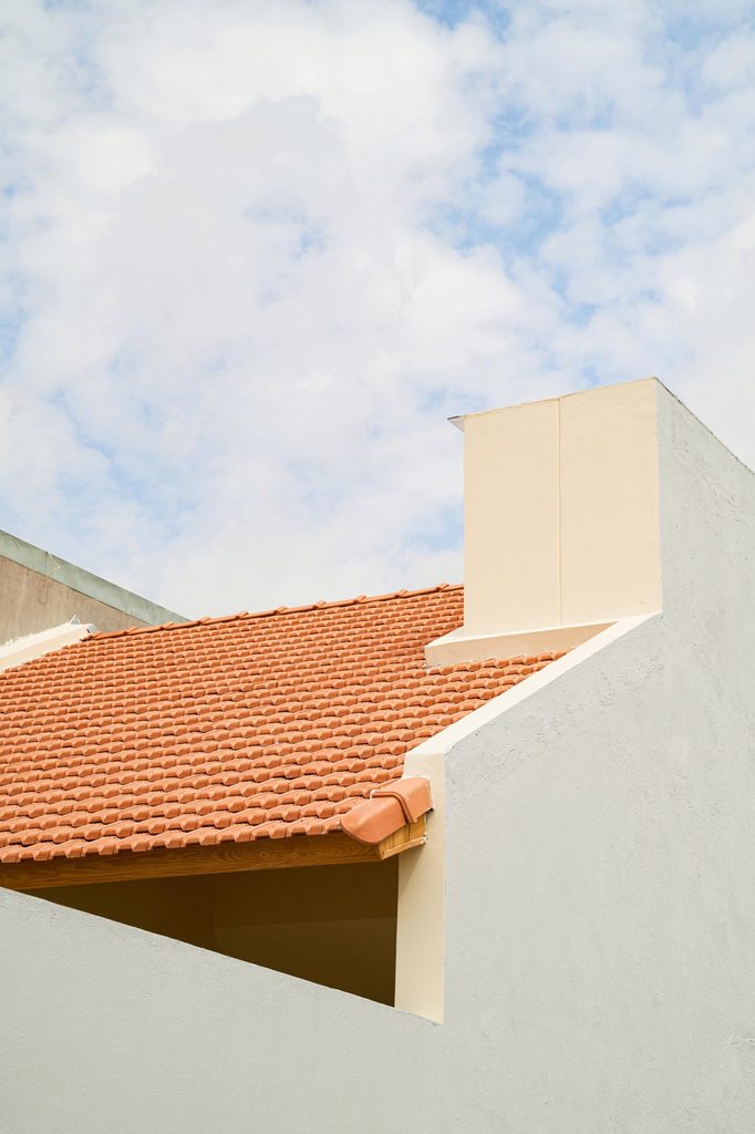 Roof edge and tiles from below