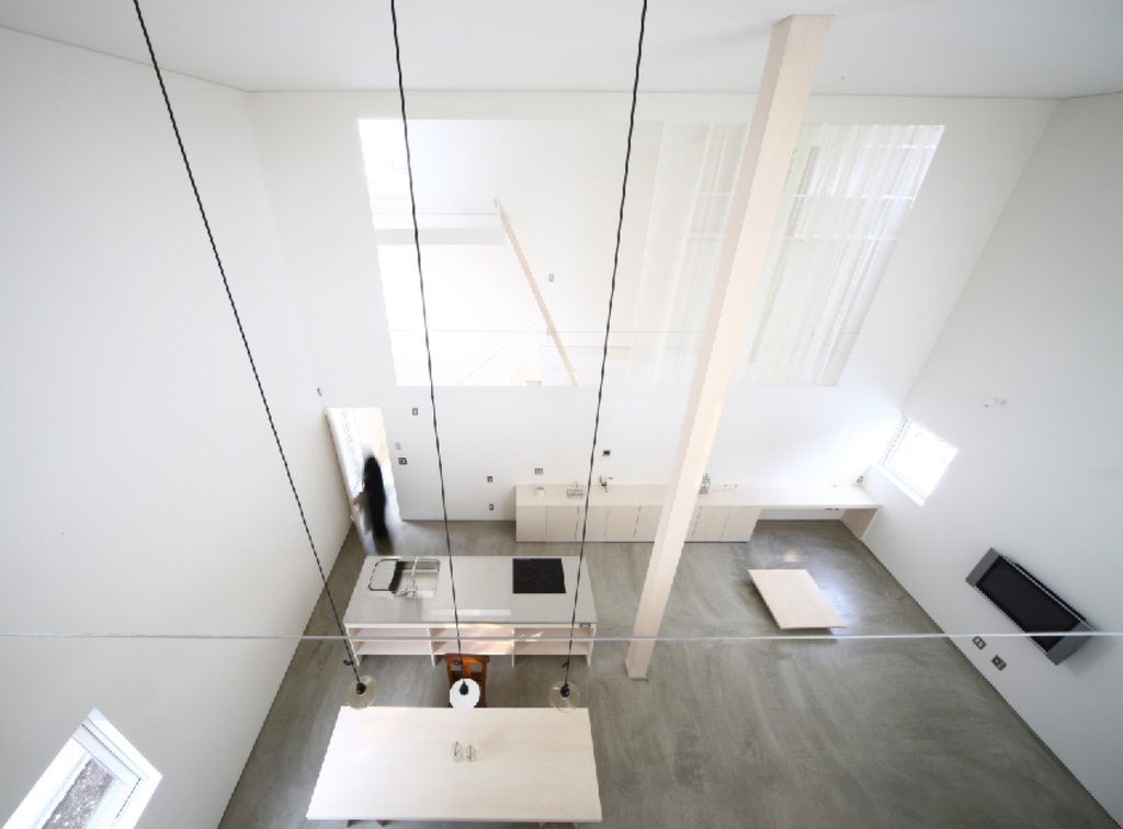 Looking down into the central room from the loft