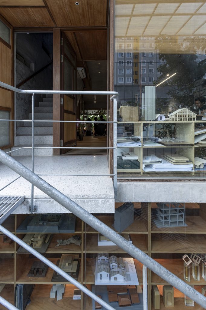 Steel stair seen through the open floors
