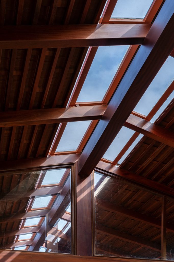 Roof glazing above the timber ceiling