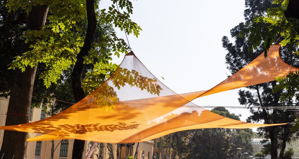 Wind lifting a strip of fabric