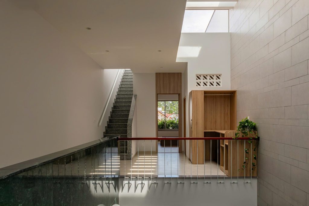 Upper landing beside the skylit stairwell