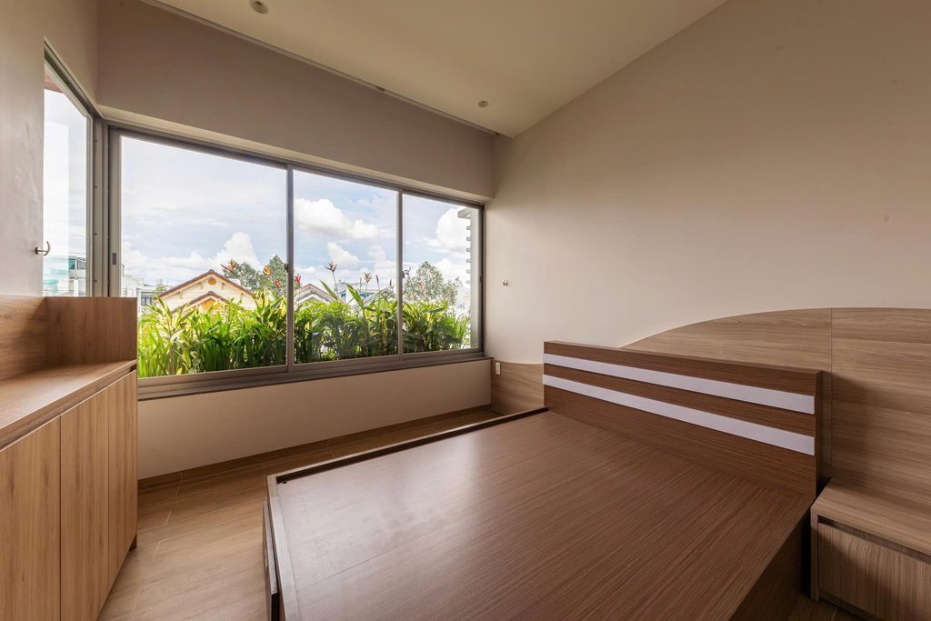 Quiet upper room with a raised timber platform