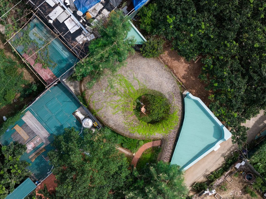 The nest and the house seen from above
