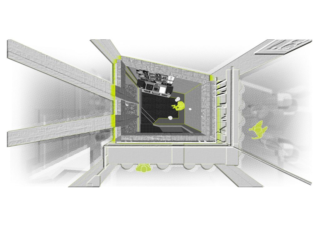 Day1 Cafe by oh.hi studio, diagram of the central void seen from above