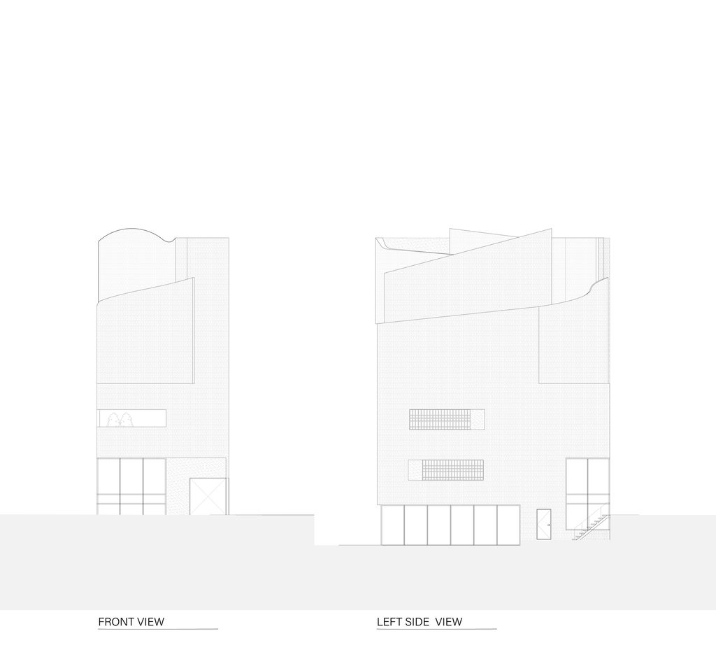 Front and left side elevations drawing