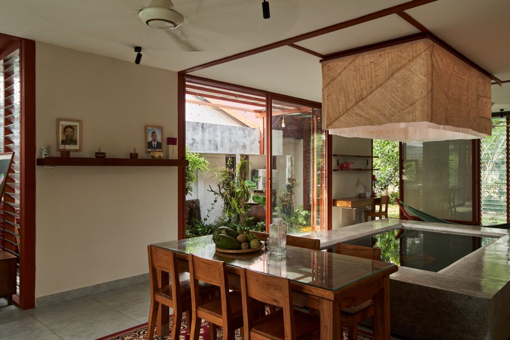 Garden House by aha.studio.arc, Go Quao, An Giang, dining area in the shared space