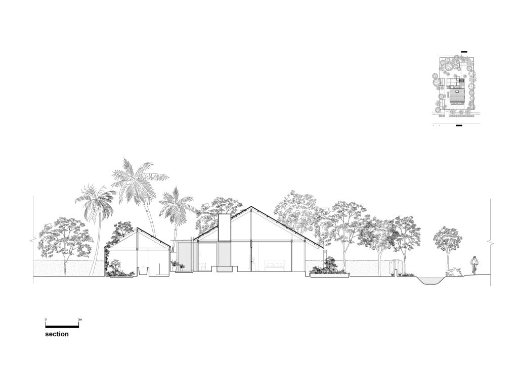 Garden House by aha.studio.arc, Go Quao, An Giang, section drawing