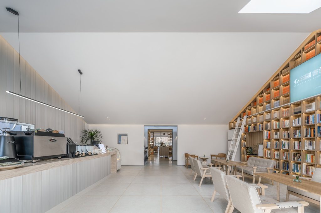 Café counter and reading tables