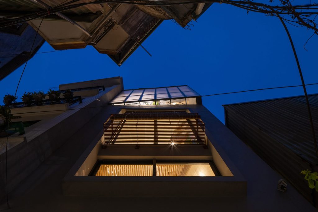 Loli House seen from the alley at night