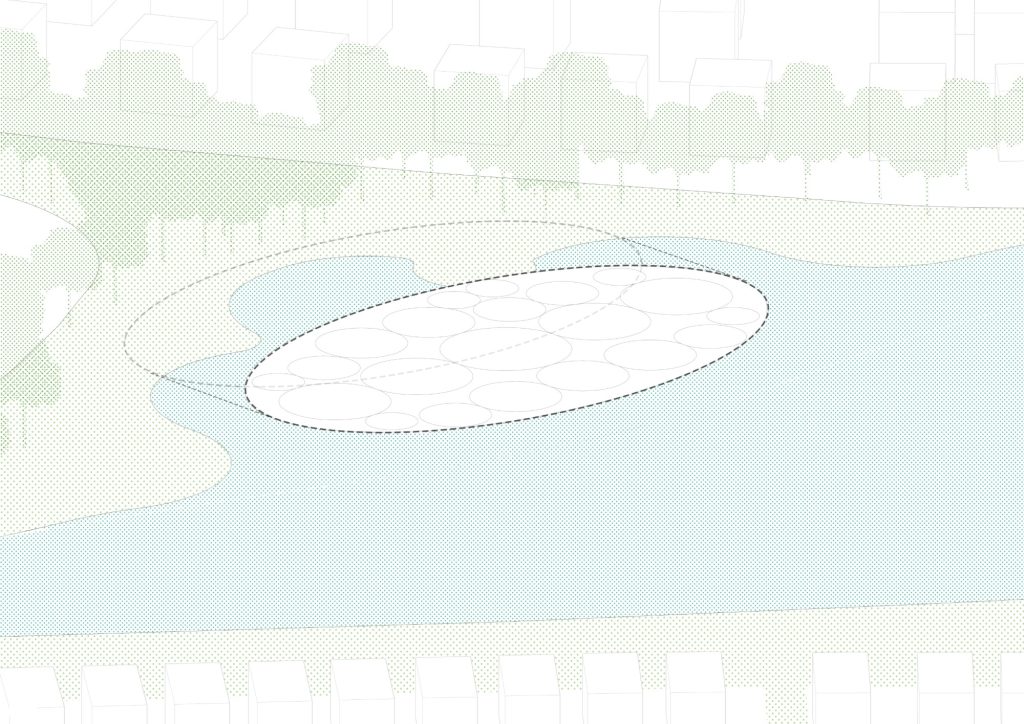 Diagram of the building footprint on the lake