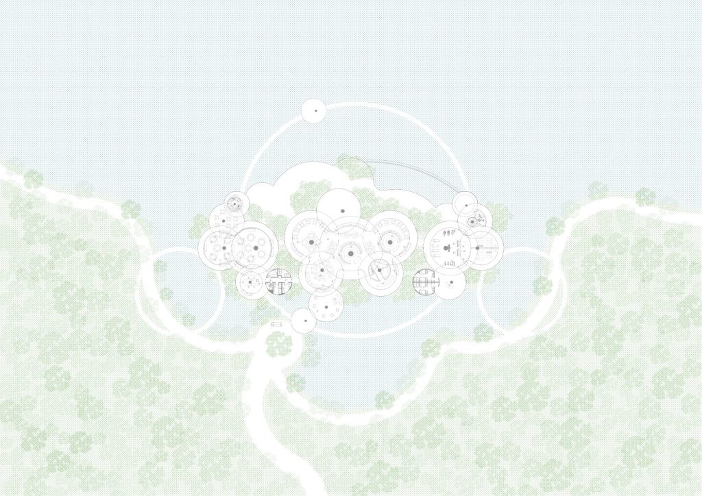 Ground floor plan of the circular pavilions