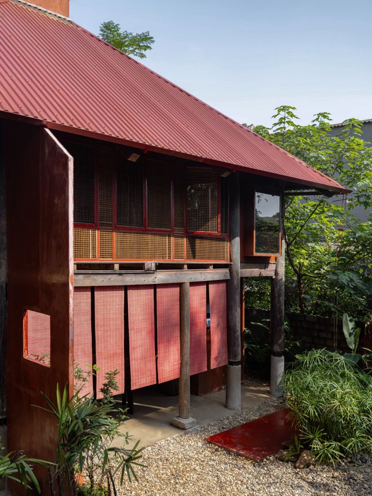 Timber upper floor and earthen walls