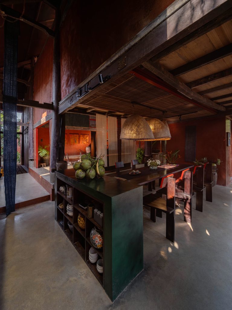 Kitchen counter and timber frame