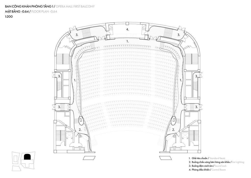 Opera auditorium balcony level 1 plan drawing