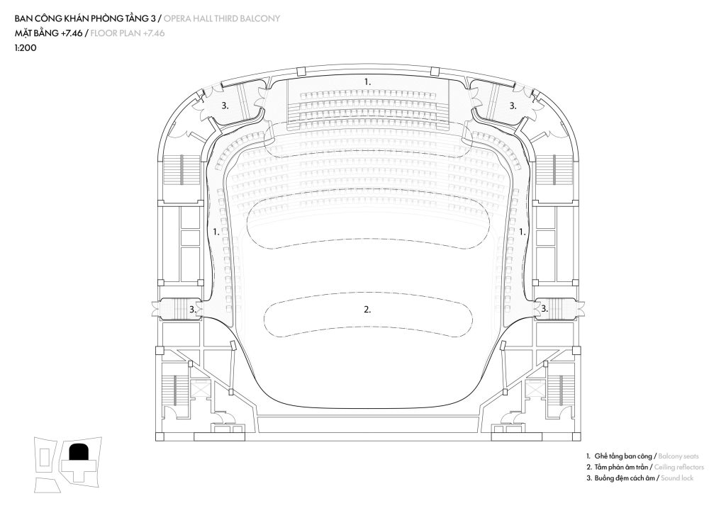 Opera auditorium balcony level 3 plan drawing