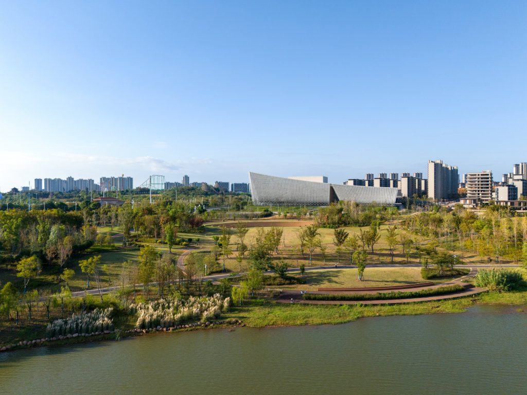 Nanchang Poly Grand Theatre seen across Jiulong Lake Park