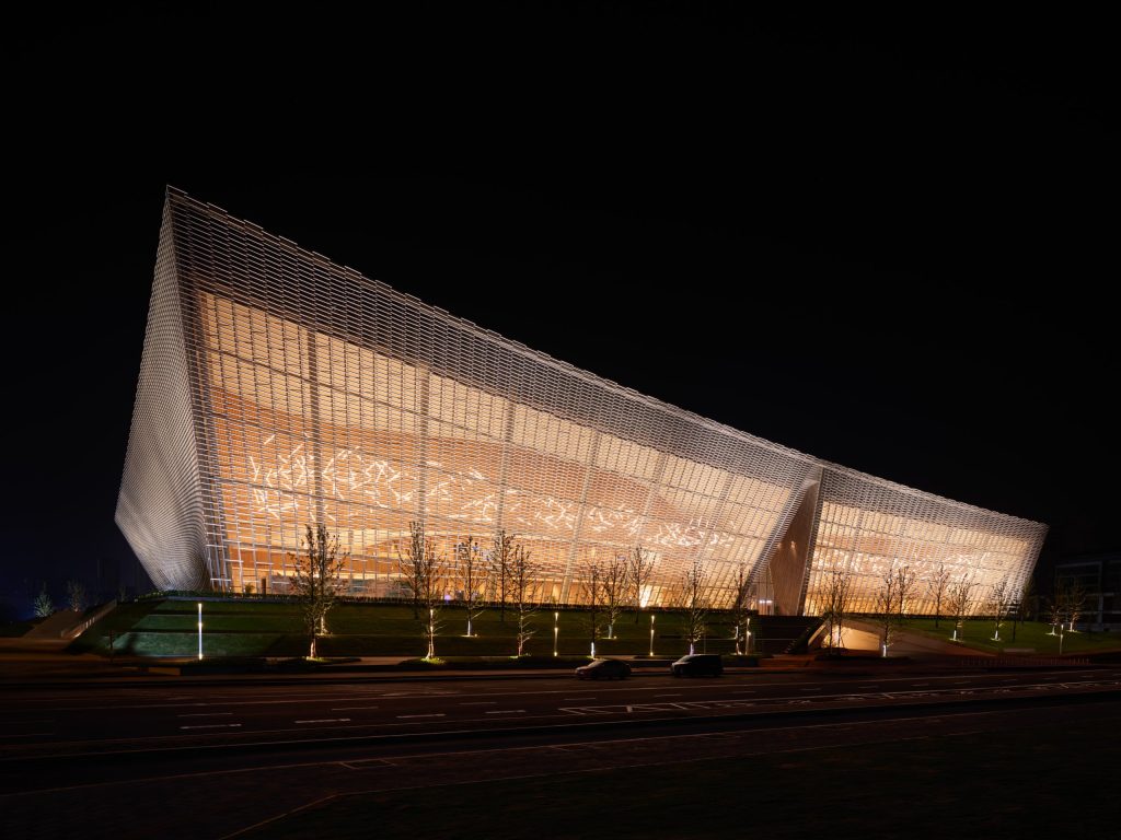 The ceramic screen glowing at night
