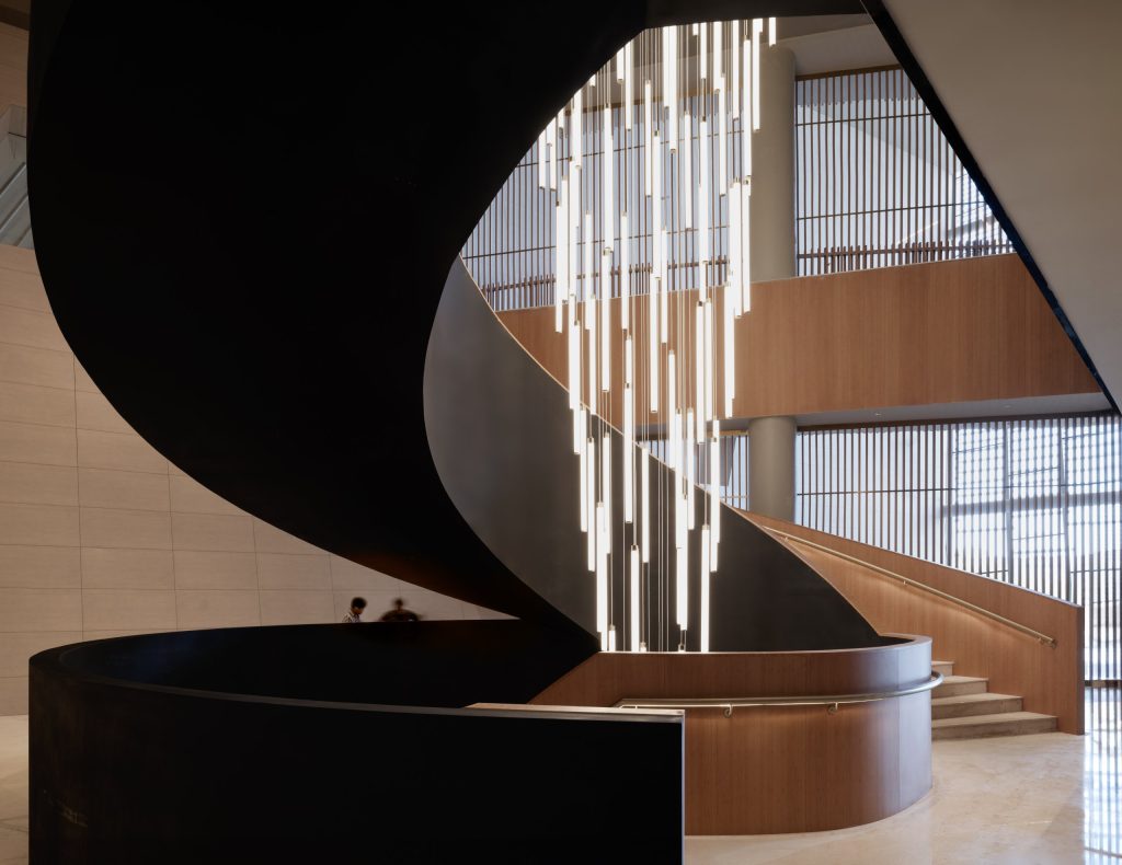 Spiral stair in the foyer