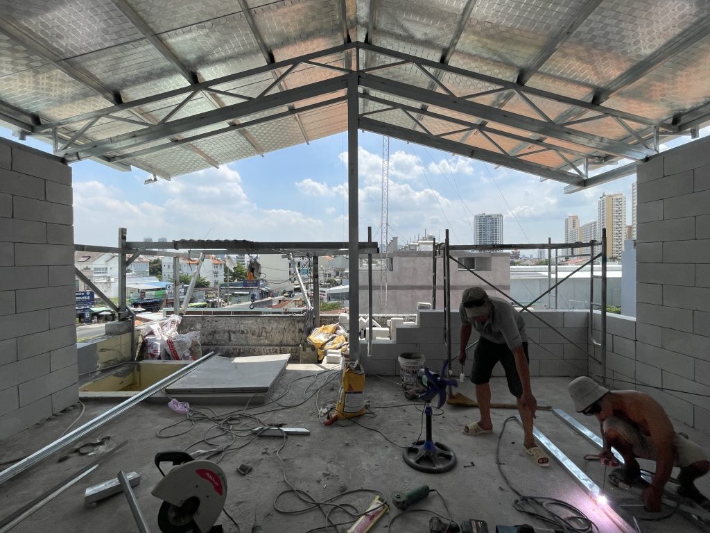 Room Above by scale50, Ho Chi Minh City, light steel frame during construction
