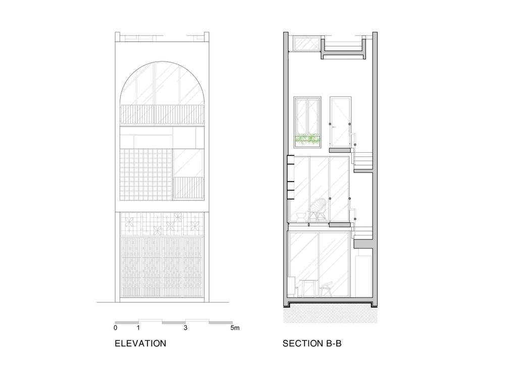 Street elevation and Section B-B drawing