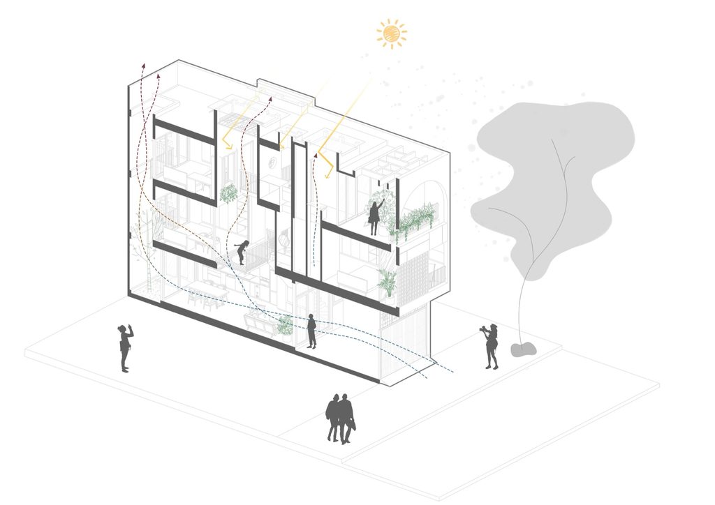 Light and ventilation axonometric drawing