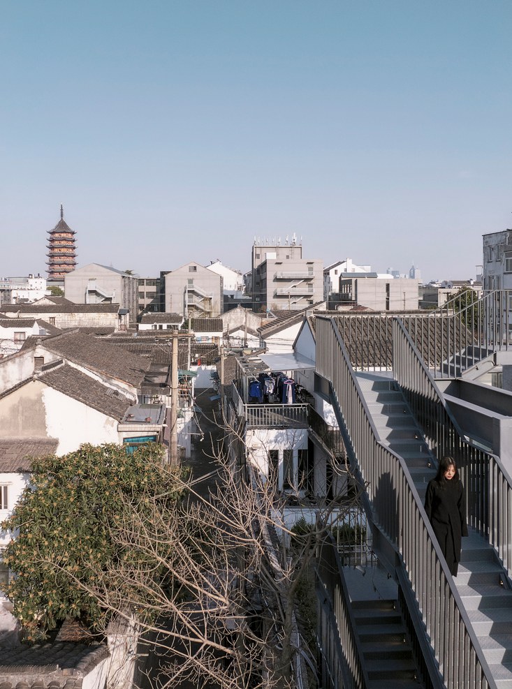 Outside stair with views over the old quarter