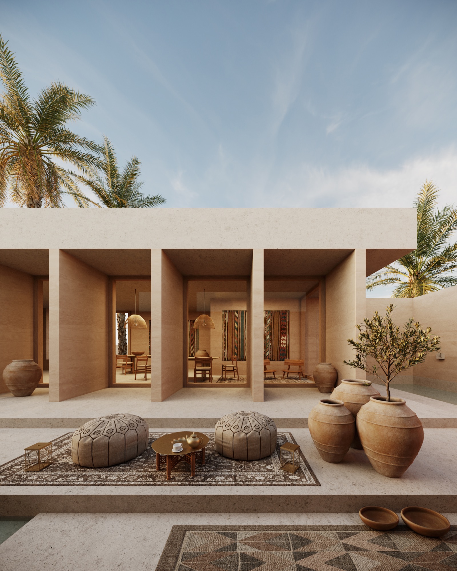 Liwa Farm Village in Abu Dhabi blends rammed earth architecture with oasis agriculture